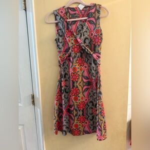 Prana Red and Black Artistic Floral Blouse, M